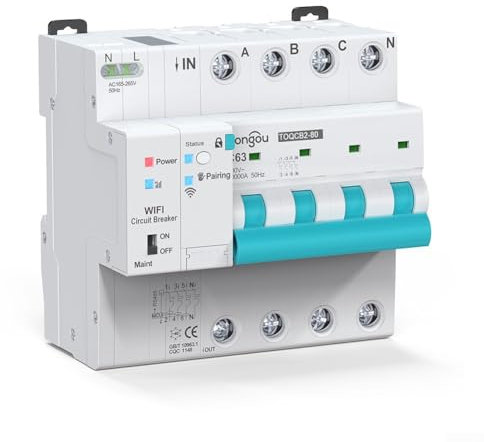 Réponse instantanée, contrôle de minuterie, pour disjoncteur Tuya MCB WIFI (4P)