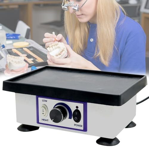 Rüttelplatte, 220V 120W Elektrisch Dental Oszillator Gipsrüttler Rüttelplatte Gips Rüttelplatte Einstellbare Geschwindigkeit Oszillator Dentallaborgeräte für Mischen Gips Gießen Modellen Harzguss