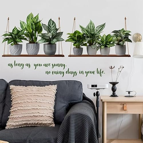 Dekoration Wandtattoo Grüner Blumentopf Kleben Aufkleber Wandbilder für Wohnzimmer Schlafzimmer Vorraum Flur Fenster