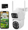 Moorle Dual-Lens Security Camera Outdoor, 2K PTZ WiFi Camera with 32G SD Card, CCTV Camera 360°Full Coverage with 30 m Color Night Vision, Auto-Tracking, Two-Way Audio, Siren Spotlight, IP66