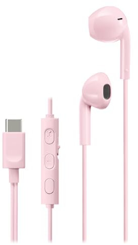 JVC HA-FR17UC-P Bud-Type USB-C Earphones with Built-in DAC for Powerful and Crystal Clear Sound, Practical Microphone and 3-Button Remote Control in Extremely Compact Design (Pink)