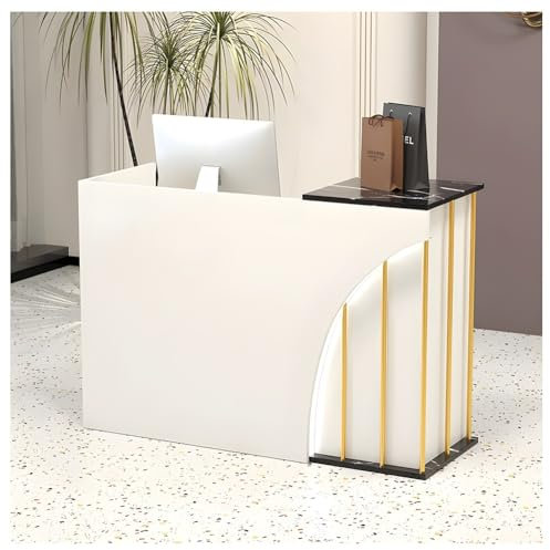 zktoermn Großer Empfangstresen Mit Tresen, Moderner Empfangstisch Mit Schließfächern Und Lagerregalen, für Salon, Empfangsraum, Kasse, Büro(Schwarz,100x45x90 cm)