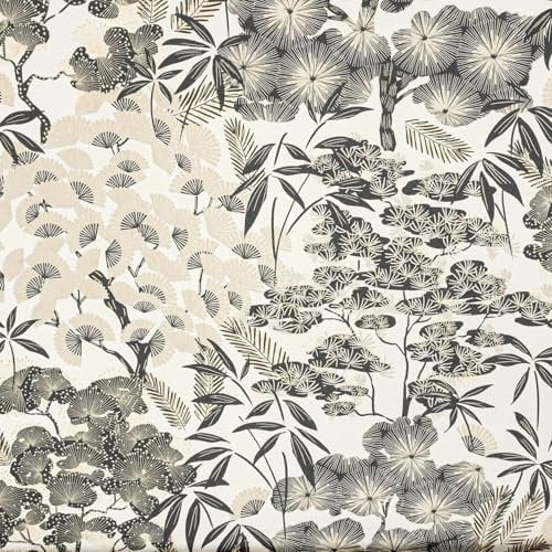 SOPHIE LAURENCE Black and White Metallic Gold Floral Textured Vinyl Slightly Imperfect Wallpaper - Paste The Wall Design, Straight Match for Living Room, Bedroom (Full Roll)