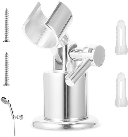 VZU Support mural de douche à 180 °, support de pommeau de douche entièrement en métal, support de douche réglable pour pommeau de douche, support de douchette avec vis, support de douche pour douche