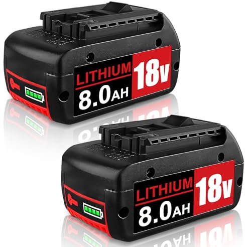 8.0Ah Ersatzakku für Bosch 18V Akku BAT609 BAT622 BAT609G BAT618G BAT619 BAT619G BAT610G BAT618 Werkzeugakku Kompatibel mit Bosch Akku 18Volt Elektrowerkzeuge (8.0-2 Stück)