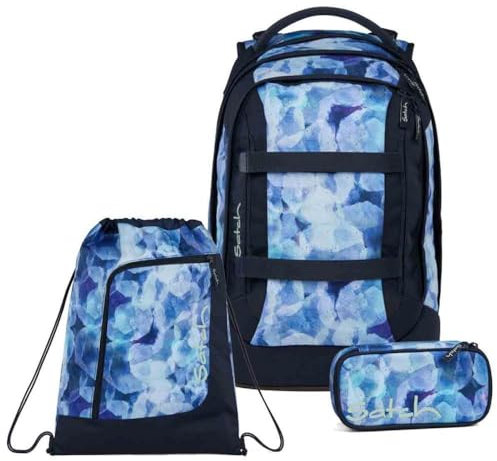 Satch Pack Schulrucksack Set 3tlg. inkl. Schlamperbox und Sportbeutel (Blurry Sky)