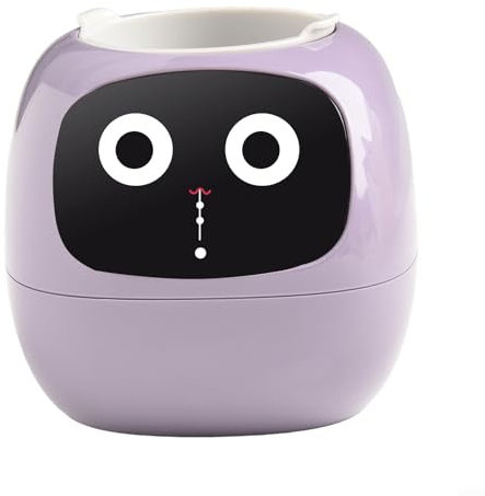 Macetas inteligentes, robot compañero interactivo inteligente con pantalla interactiva y sistema de riego autónomo, decoración interior para oficina (púrpura)