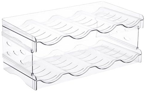 Stackable 2 Tier Bottle Holder 4 Bottles Per Tier Clear Plastic fridge Bottle Rack for Cabinet Fridge Pantry Freezer Space Saving Kitchen Storage