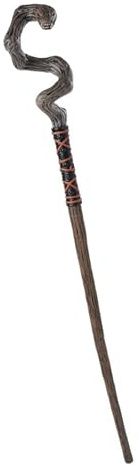 Chaks - Schlangenstab 4-teilig, Zauberstab mit Schlangenkopf, Kostüm Accessoires für Halloween, Karneval & Fantasy, Braun