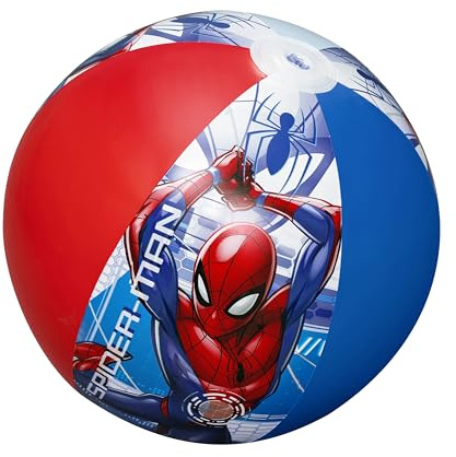 Bestway Spider-Man Wasserball 34 cm – Aufblasbarer Strandball für Pool & Meer, Wasserspielzeug aus robustem PVC für Kinder ab 2 Jahre