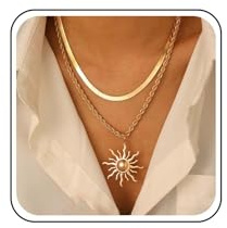 Inateannal Geschichtetes Sonnen Halsband Choker Große Sonnenblume Anhänger Halskette Gold Fischgrätenkette Kragen Halsketten Twist Seil Halsketten Vintage Spiral Sonnenkette Schmuck