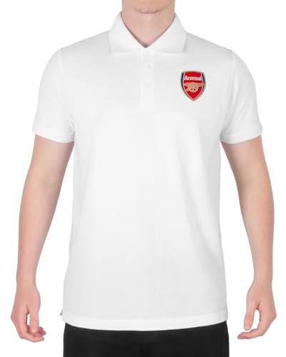 Arsenal FC Official Football Gift Mens Crest Polo Shirt White Large