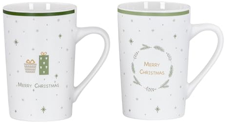 levandeo Tassen Set Weihnachten 2er Porzellan Kaffeebecher Merry Christmas Motiv Geschenkidee für Kaffee Tee und andere Heißgetränke