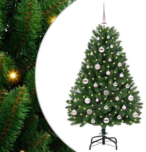 vidaXL Sapin de Noël Artificiel Vert 120 cm PVC et métal, Arbre de Noël Minimaliste, Lumineux à LED, déco saisonnière, Super stylé pour l'intérieur
