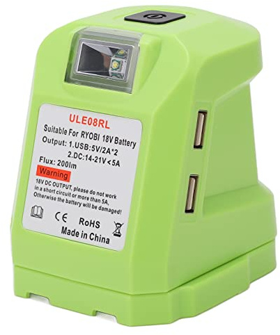 Eujgoov Lithium Battery Converter Adapter DC USB 18V Battery Charger for RYOBI P743 PSK005 PBP2003 P107 and Other P Series