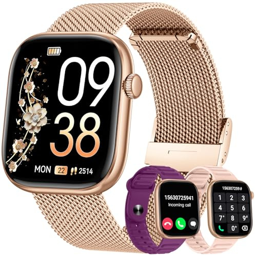 Smartwatch Donna Orologio con Chiamate Bluetooth: 1.83 Oro Smart Watch con QuadranteDinamico Contapassi Monitoraggio Sonno Sportivo Fitness Tracker IP67 impermeabile AI Vocale Compatibile Android iOS