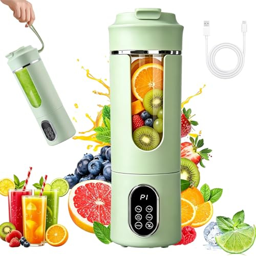 Portable Blender 530ml Fruit Veggie Juicer Cup Mini Electric USB Rechargeable Blender with 12 Blades Small Personal Blender for Smoothies Shakes Protein Leakproof Travel Blender for Home Sport Office