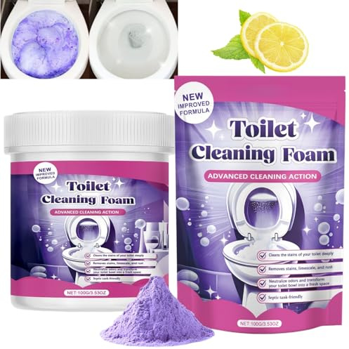 2PCS Toilet Cleaner,Toilet Cleaning Foam Kits,Foaming Powder Toil/et Bowl Cleaner & Limescale Remover Heavy Duty,Toilet Cleaner & To/ilet Stain Remover,To/let Cleaning Foam