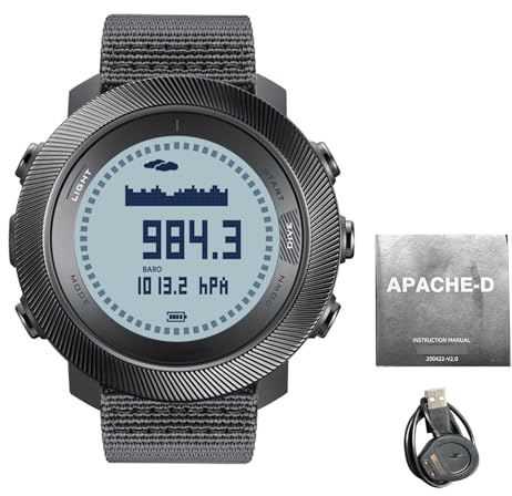 Domary Orologio Subacqueo Digitale per Esterni, Sportivo, con Retroilluminazione a LED, Bussola, Impermeabile Fino a 100 M, con Funzione di Registrazione Immersioni, Barometro e T
