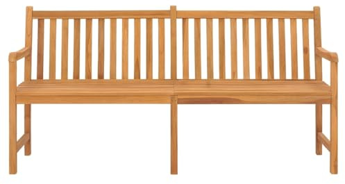 Fecpoo Gartenbank Teak 180 cm, massiv, wetterfest, mit Armlehnen | Teak-Hartholz, technisch getrocknet, wasserbasiertes Finish, 180x60x90 cm
