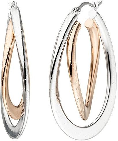 Jobo Damen-Creolen aus 925 Sterling Silber Bicolor vergoldet Oval