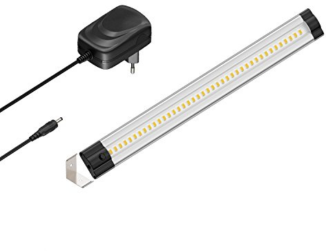 parlat LED Unterbau-Leuchte SIRIS mit Netzteil, Eckmontage, flach, 30cm, 370lm, weiß
