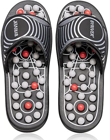 BYRIVER Foot Massager for Plantar Fasciitis, Reflexology Slippers Sandals Flip Flops, Acupuncture Massage Tools Relaxation Gifts for Mom Dad (02M)
