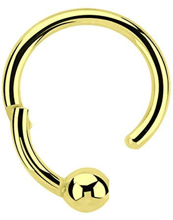 Piercing 316l Stahl Ring BCR, Clicker 1,2 x 8 mm mit 3 mm Kugel, Gold beschichtet