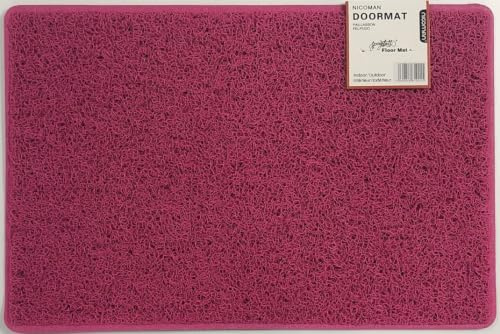 Nicoman Large Outdoor Entrance Jet-Washable PVC Coil Rubber Back Doormat(60x90cm,Pink)