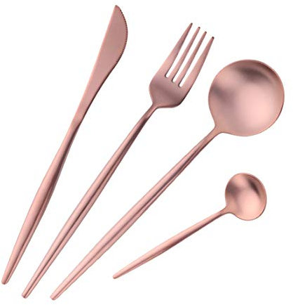 Buyer Star 4 Stück Rose Gold Besteck Edelstahl Besteck-Set Messer Gabel Löffel Geschirr Flatware Cutlery Set