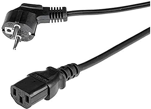 Infitronic - INKAA0200 – Câble d'alimentation 230 V avec Prise de Terre coudée vers Prise d'alimentation C13, IEC 320, câble d'alimentation PC 3 Broches, Couleur Noir (fiche coudée 2 m).