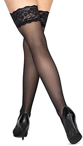 NYS NEW YORK STYLE Calze a rete - Calze da donna 40 denari - Stivali alti autoreggenti trasparenti sopra il ginocchio Calze sexy con pizzo Donna 40 denari