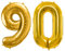 Luftballon 90. Geburtstag Gold Folienballon XXL Größe 86cm-100cm Metallic Dekoballon Deko Jubiläum 90 Jahre Folienluftballon Zahl