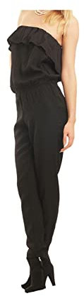 ONLY Damen Off-Shoulder Jumpsuit Overall Einteiler Einfarbig Schulterfrei Onesie, Farbe:Schwarz, Größe:38