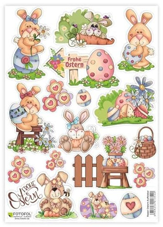 Hasen Ostern Aufkleber Set- Aufkleber selbstklebend zum Basteln, Dekorieren und Verzieren - für Einladungen, Osterkarte, Geschenkverpackung, Dankeskarten, Briefe, Dekoration, Tablet, Laptop, Möbel