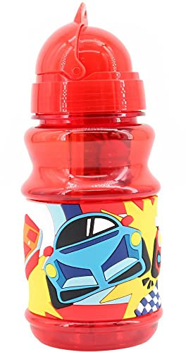 PLUS HOME Botella Agua con nombre Coches para niños, 100% a prueba de fugas, sin BPA, 350 ml, para guardería, colegio, viajes y deporte Regalo de Niños 5-10 años para Colegio Cumpleaños(350ML)