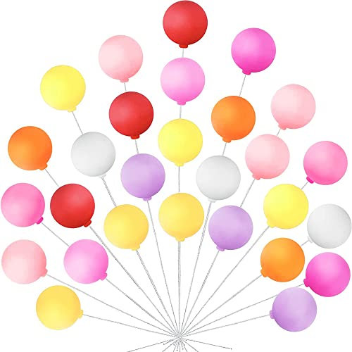 HAOBIN Kuchen Topper 32 Stk Luftballons Kugeln Tortenaufsatz Cupcake Topper Ball Kuchendeckel Diy Kuchen Dekor Valentinstag Geburtstag Hochzeit Zubehör Dekor (Bunt)