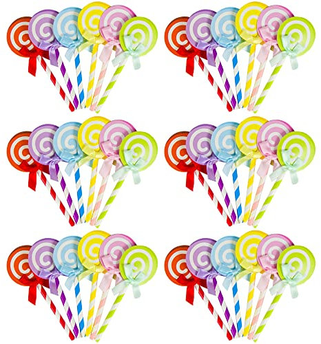 HAOBIN Lollipop Kuchen Topper Tortendeko 60 StüCk Cupcake Toppers Dekoration Tortendeko Geburtstag Cake Topper Tortendekoration Diy-Kuchendekoration,Hochzeit,Geburtstag, Dekoration, 6 Farben
