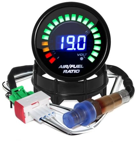 2'' 52mm Auto-Luft-Kraftstoff-Verhältnis-Messgerät AFR Meter mit blauer LED-Digitalanzeige mit Schmalband O2 Sauerstoff Sensor Auto-Messgerät 12V