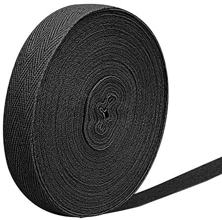 Baumwoll-Gurtband, 15 m, 20 mm, Fischgrätenmuster, Nähen, Wimpelkette, Bindeband für Schneidern, Änderungen, Handwerk, Schwarz