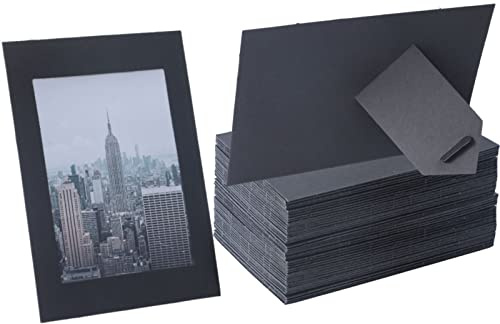 Litpoetic 100 Stück Stehende Papier-Bilderrahmen 10 x 15 cm, Papp-Bilderrahmen Mit Staffelei, Karten, Galerierahmen Großpackung für Vatertag, DIY, Klassenzimmer, Schwarz