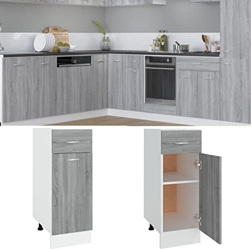 ZEYUAN Armario de Cocina, Mueble Fregadero, Mueble Bajo Cocina, Muebles De Cocina, Modulos De Cocina, contrachapada Gris Sonoma 30x46x81,5 cm
