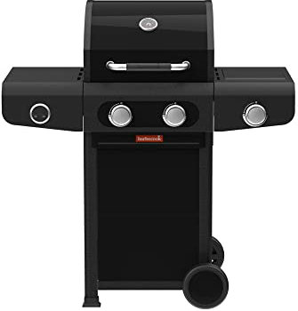 Barbecook Siesta 210 Graphite Barbecue a gas con 2 bruciatori e bruciatore laterale, nero, 112x56x118cm