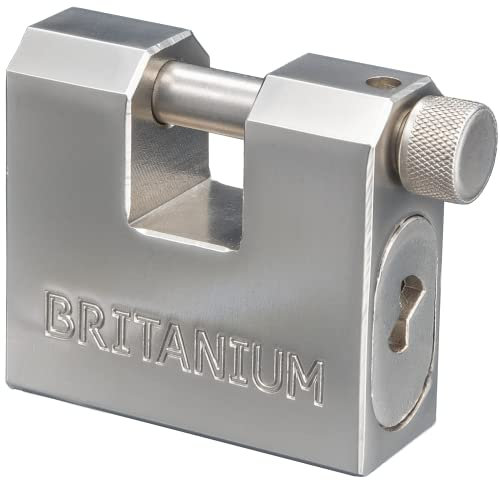 Britanium® BRX/66 Candado de Seguridad Blindado de Alta Seguridad. Cerradura para Contenedor. Cilindro de Seguridad Antitaladro y Resistente. Candados para Puertas, Motos, Cobertizos y Garajes