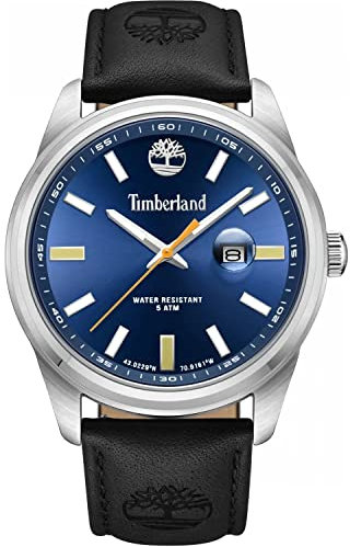 Timberland Orford Herren Armbanduhr mit einem Band aus Edelstahl und Leder, Farbe: Schwarz, Durchmesser der Uhr: 45mm, TDWGB0010802