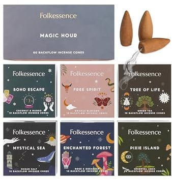 Folkulture Backflow Incense Cones for Waterfall - Set of 6 (60 Cones)