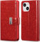 MOBISTAR Case For Apple iPhone 11 PRO 5.8-inch, Premium PU Leather Magnetic Phone Case Shiny Bling Glitter Book Flip Stand Card Wallet Protective Cover (Red)