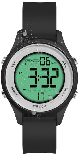ILAME Orologio da Polso Sportivo per Ragazzi per Nuoto e ImmersioniResistente all'acqua 100m con Funzioni di Sveglia, Cronografo, Doppio Fuso Orario, Calendario, Formato 12 e 24 Ore Commutabile