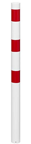 Absperrpfosten aus Stahl SPU 602 rot/weiß - herausnehmbar mit Bodenhülse - Höhe ü. Flur: 900 mm, Ø 60 mm - Signalwirkung durch rote Reflexfolie - wolk