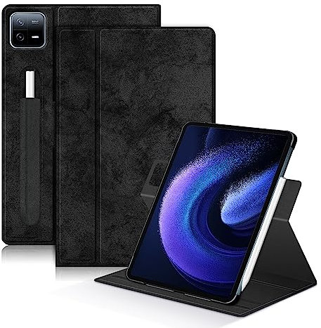 TOPCASE Funda Giratorio 360º para Xiaomi Mi Pad 6/Mi Pad 6 Pro 11 Pulgadas 2023 Estuche con Portalápices y Función Soporte Auto-Sueño/Estela,Negro